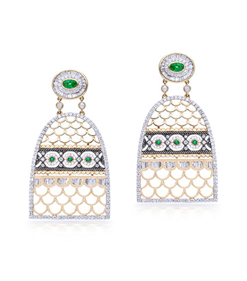 Pearl,Diamond and Emerald earrings